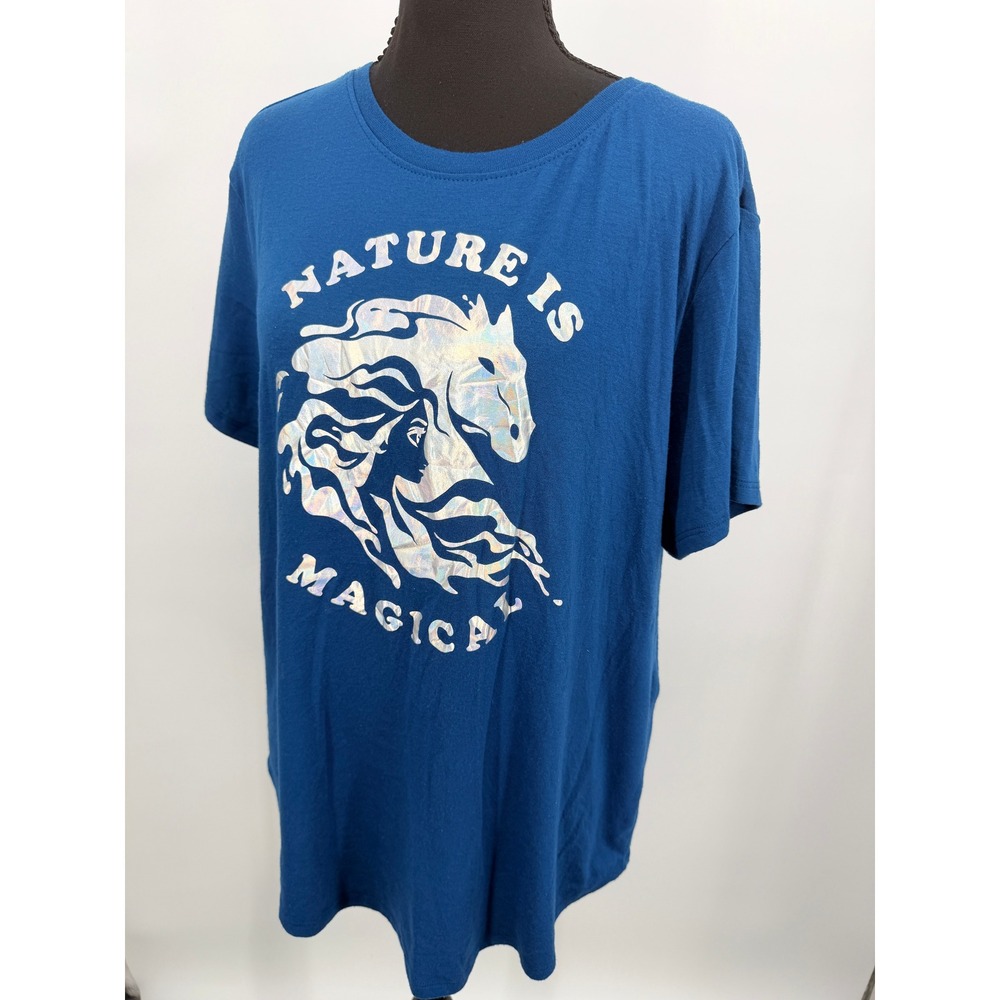 Disney Frozen II T-Shirt Women XXL Blue Excellent Elsa Nature Is Magical Graphic